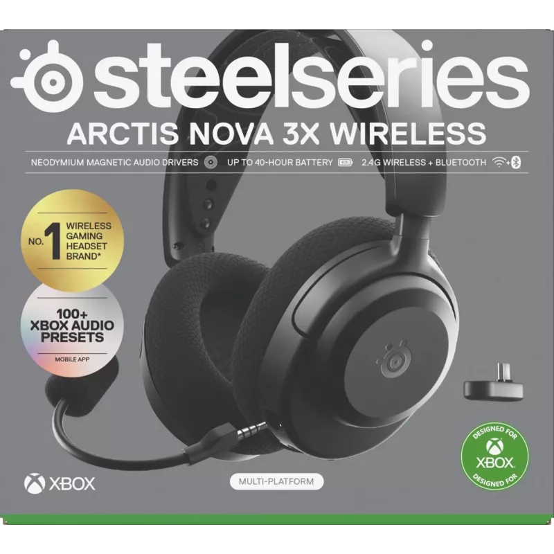 Ausinės STEELSERIES Arctis Nova 3X Wireless Bluetooth — Circumaural, Galvos juosta, 20–22000 Hz, 260 g