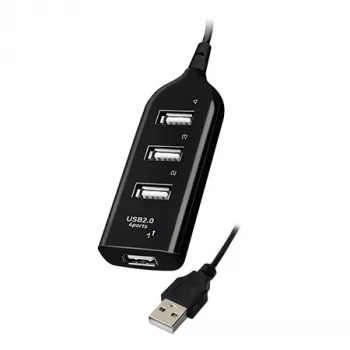 VAKOSS USB šakotuvas TC-234UX — 4 prievadų USB 2.0 šakotuvas, nuolatinės srovės maitinimas (5 V, 1 A), juodas
