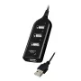 VAKOSS USB šakotuvas TC-234UX — 4 prievadų USB 2.0 šakotuvas, nuolatinės srovės maitinimas (5 V, 1 A), juodas