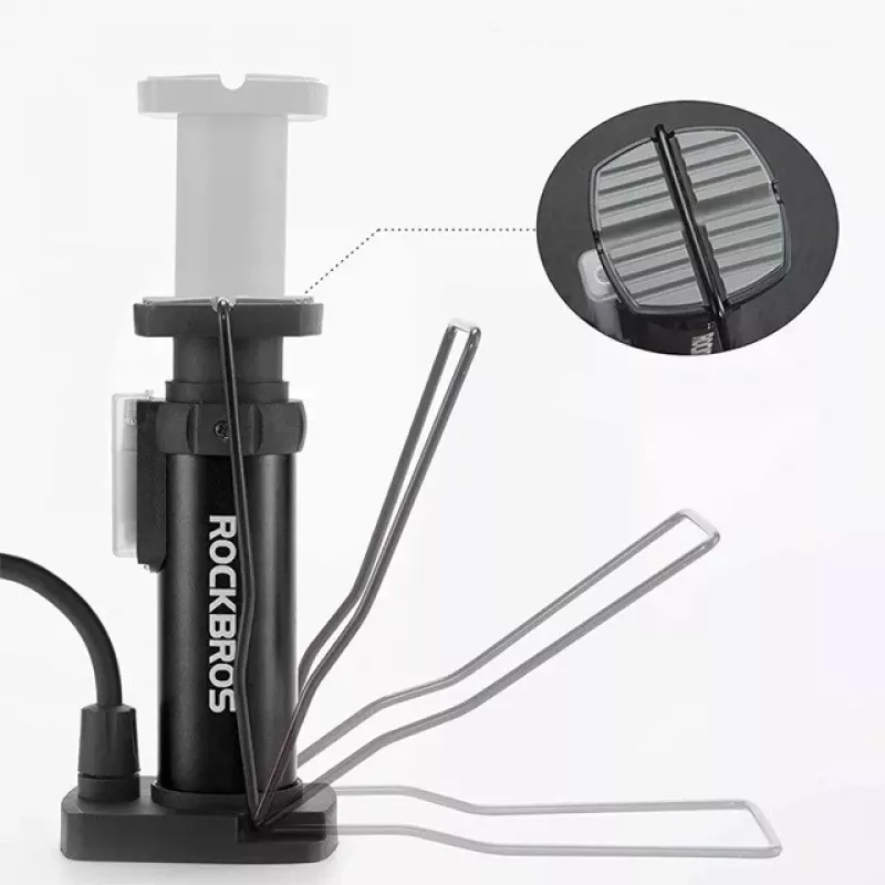 Rockbros 42610002001 Dviračio grindų pompa su manometru, juoda