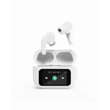 Ausinės BLUETOOTH/BALTOS TWS-LCD-ANC-01-W Gembird