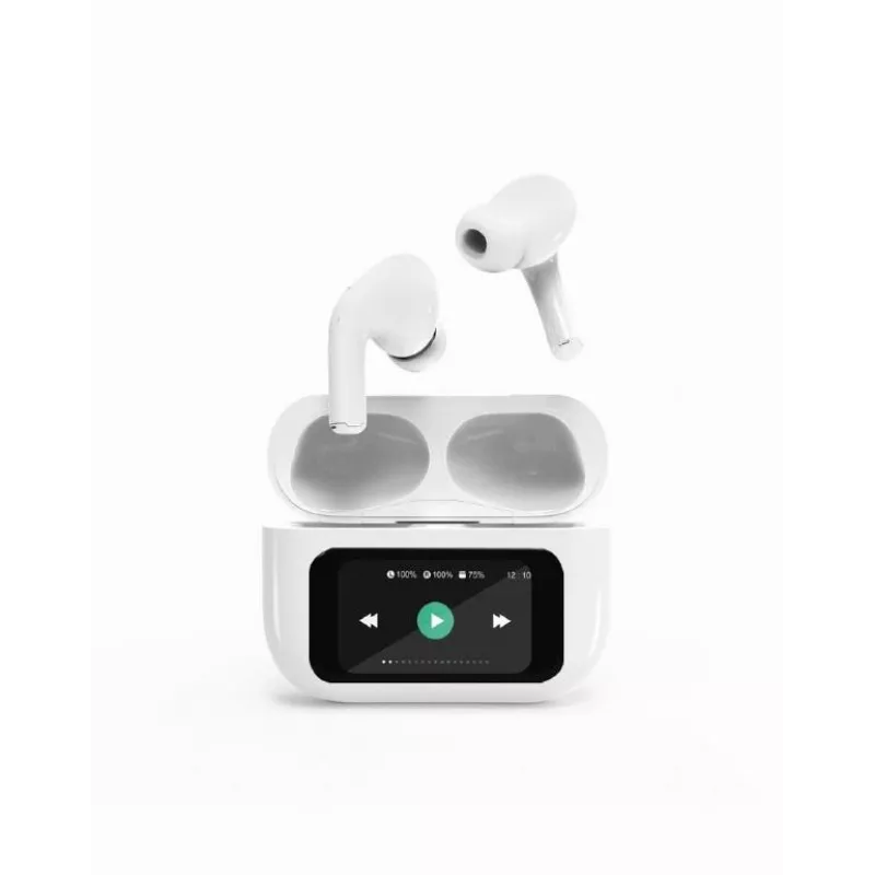 Ausinės BLUETOOTH/BALTOS TWS-LCD-ANC-01-W Gembird