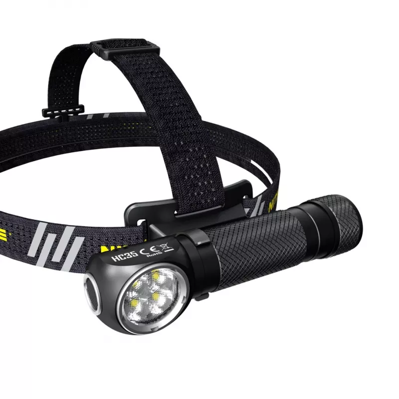 Ant galvos tvirtinamas žibintuvėlis Nitecore HC35 — 4 šviesos diodai, 2700 lm, palaiko 18650/CR123, 138,5 g, juodas