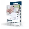 Alimentator Retea 220V GEMBIRD, Universalus, 1 X USB Type-C D 20W, 1 X USB-A 3.0 QC 18W, LED indikatorius, balta