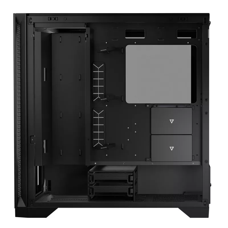 PC korpusas MODECOM VOLCANO EXPANSE T Midi Tower, grūdintas stiklas, USB-C, palaiko micro ATX, GPU iki 430 mm, CPU aušintuvas iki 180 mm, 3x3,5 colio nišos, 2x2,5 colio, juodas