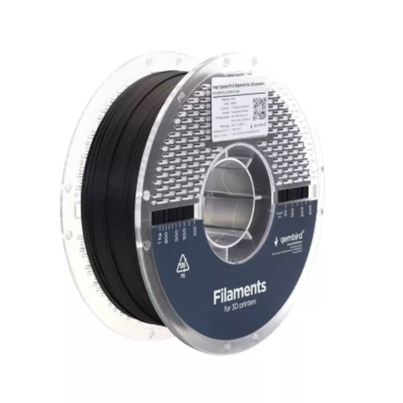 3D spausdinimo siūlas Gembird PLA 1.75 mm Juodas 1 kg ritė