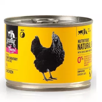 Papildomas kačių ėdalas 3coty CHICKEN Cheers! 160 g — šlapias konservas, vištienos skonio, 160 g, baltymų 12%, riebalų 7,5%, drėgmės 80%