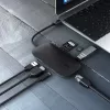 Nešiojamojo kompiuterio dokas AUKEY CB-C71 — 3x USB‑C (USB 3.2 Gen1), HDMI, RJ‑45, MicroSD, USB PD 100 W, 0,15 m kabelis, juodas
