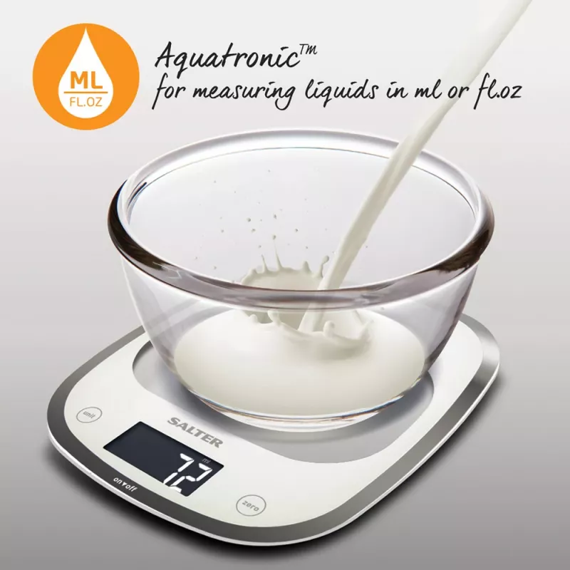 Salter 1050 WHDR Balta Curve Glass Electronic Digital Kitchen Scales
