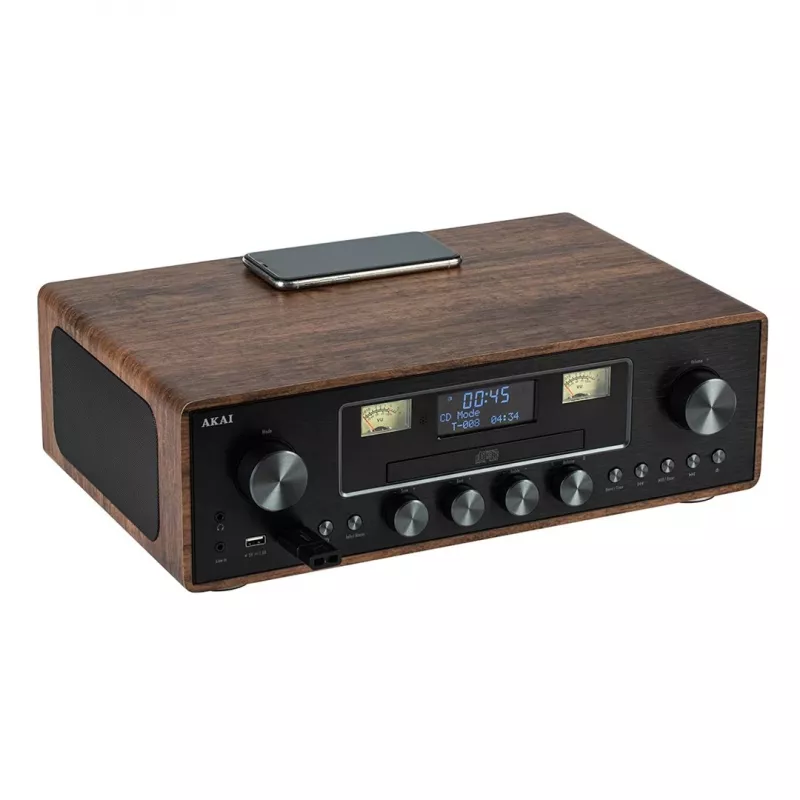 “Micro hi-fi” sistema AKAI AM-100 RHAPSODY — kompaktiška mini garso sistema su integruotu stiprintuvu ir CD/USB atkūrimu