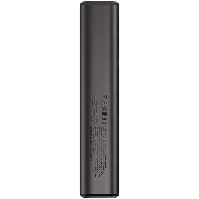 Canyon OnPower 230 TFT išorinė baterija, 20000 mAh, PD 130 W, 2x USB-C + USB-A, metalinis korpusas, tamsiai pilka