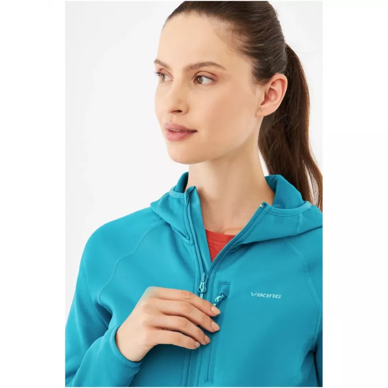 Hoodie Viking Jukon Lady S, moteriškas tarpinio sluoksnio megztinis su gobtuvu, žolės žalia, Polartec, dydis S