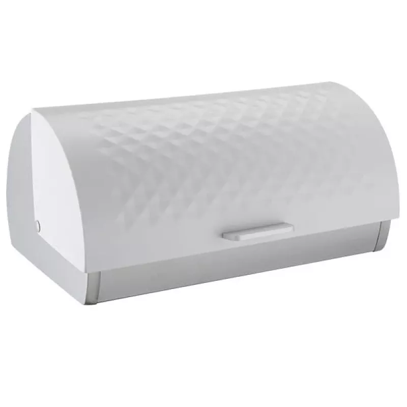 Duonos laikymo indas Maestro MR-1676-WHITE, nerūdijančio plieno atverčiamas dangtis, baltas, 385×255×190 mm