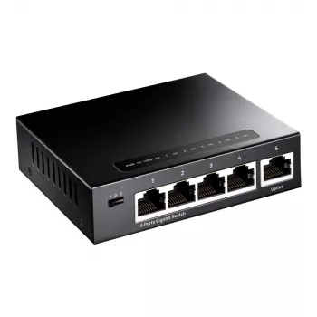 Tinklo jungiklis Cudy GS105 — 5 prievadų Gigabit Ethernet (10/100/1000), juodas, 5 V DC maitinimas įtrauktas