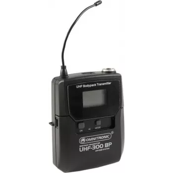 Belaidžio mikrofono Omnitronic UHF-300 diržinis siųstuvas 823–832 / 863–865 MHz