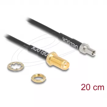 Bendraašis kabelis DELOCK 90919 RG-174, 20 m, RP-SMA - TS9, juodas