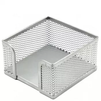 Forpus užrašų popieriaus dėžutė, 9,5x9,5 cm, sidabrinė, perforuotas metalas 1005-007
