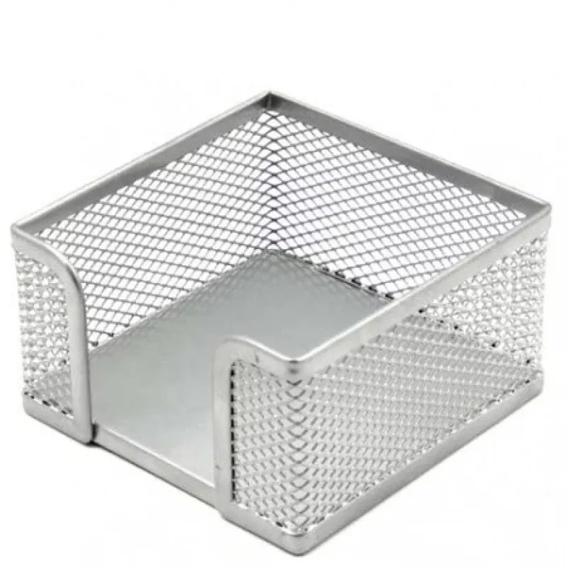 Forpus užrašų popieriaus dėžutė, 9,5x9,5 cm, sidabrinė, perforuotas metalas 1005-007