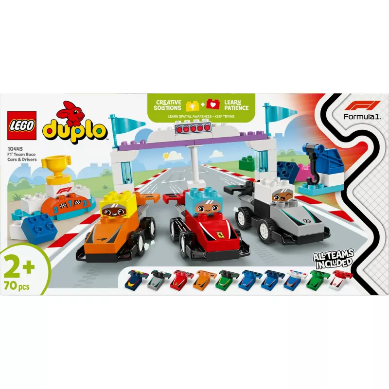LEGO DUPLO 10445 F1 komandos lenktynių automobiliai ir vairuotojai