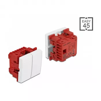 Mygtukinis jungiklis DELOCK Easy 45 1P White — 250 V AC, 10 A, 45×45×37 mm