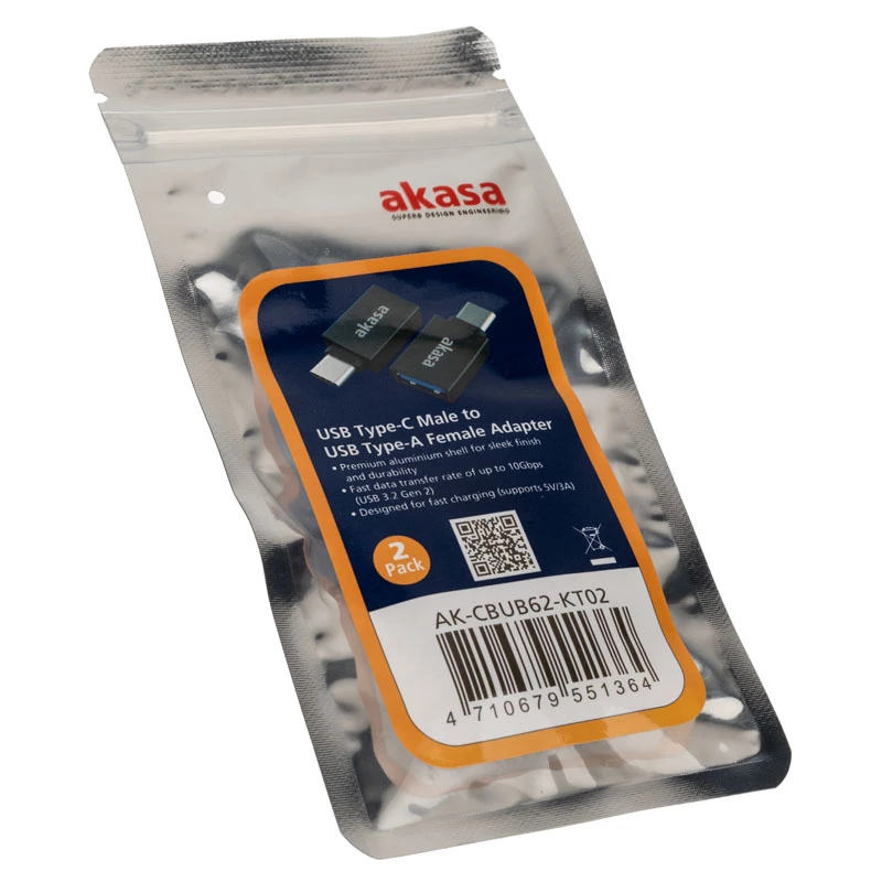 USB Type-C USB Type-A lyties keitiklio adapteris Akasa AK-CBUB62-KT02