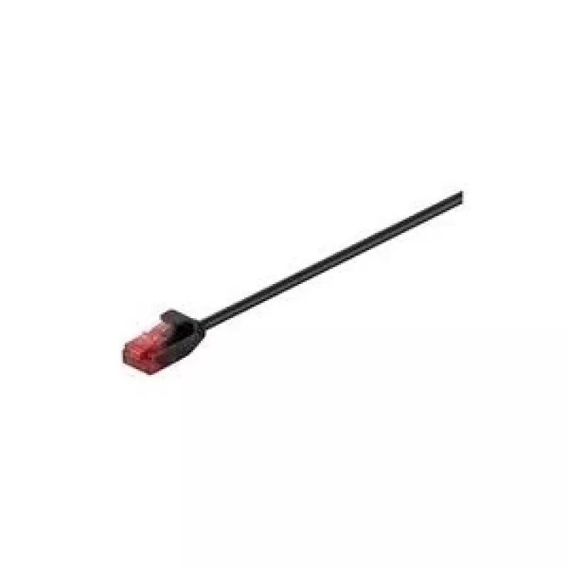 Wentronic Goobay CAT 6 plonas komutacinis kabelis, U/UTP, juodas, 0,15 m - varinis (71547)