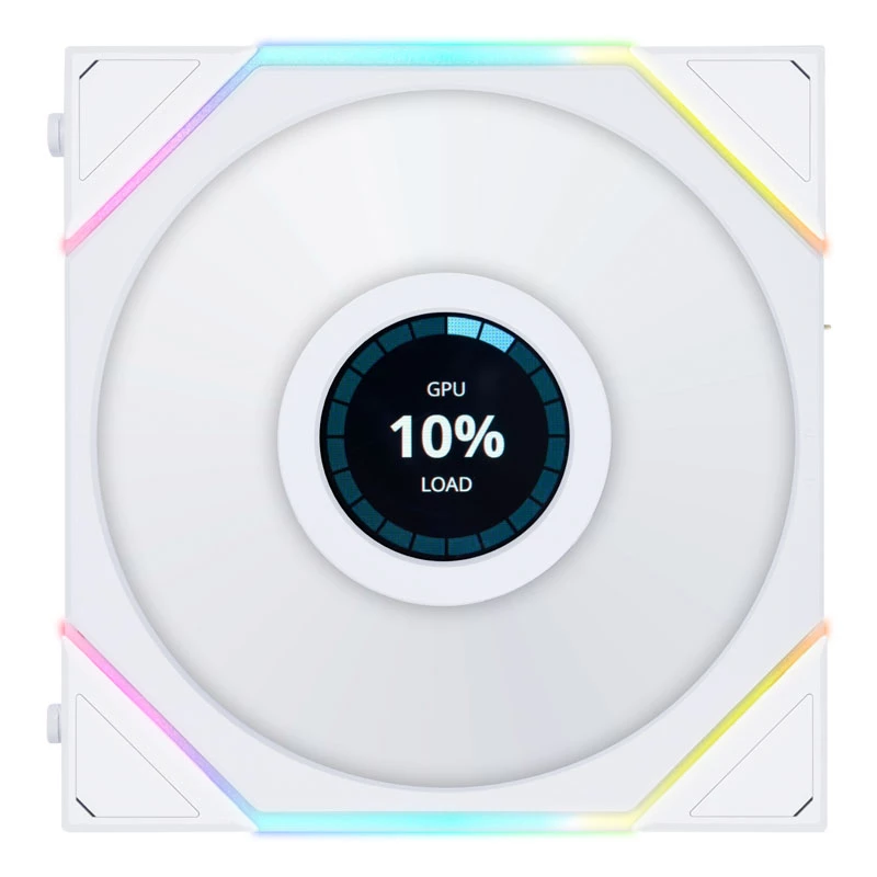 LIAN LI UNI FAN TL LCD 120mm ARGB korpuso ventiliatoriai - balti, 3 vnt. rinkinys