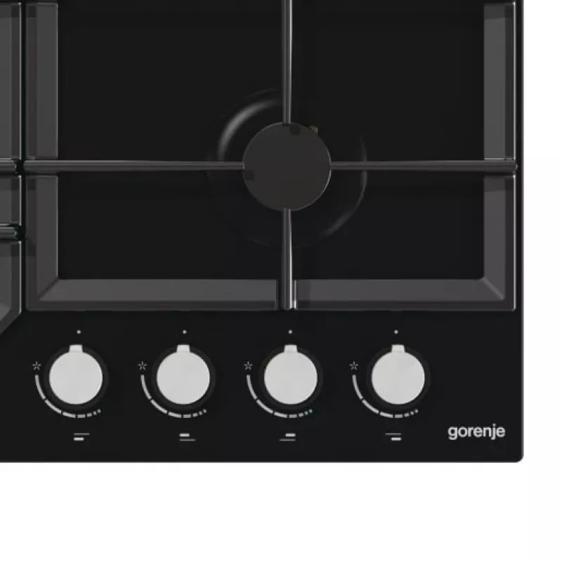Dujinė kaitlentė Gorenje GT641KB, įmontuojama 60 cm, 4 dujų zonos, grūdintas stiklas, ketaus grotelės, sukamosios rankenėlės