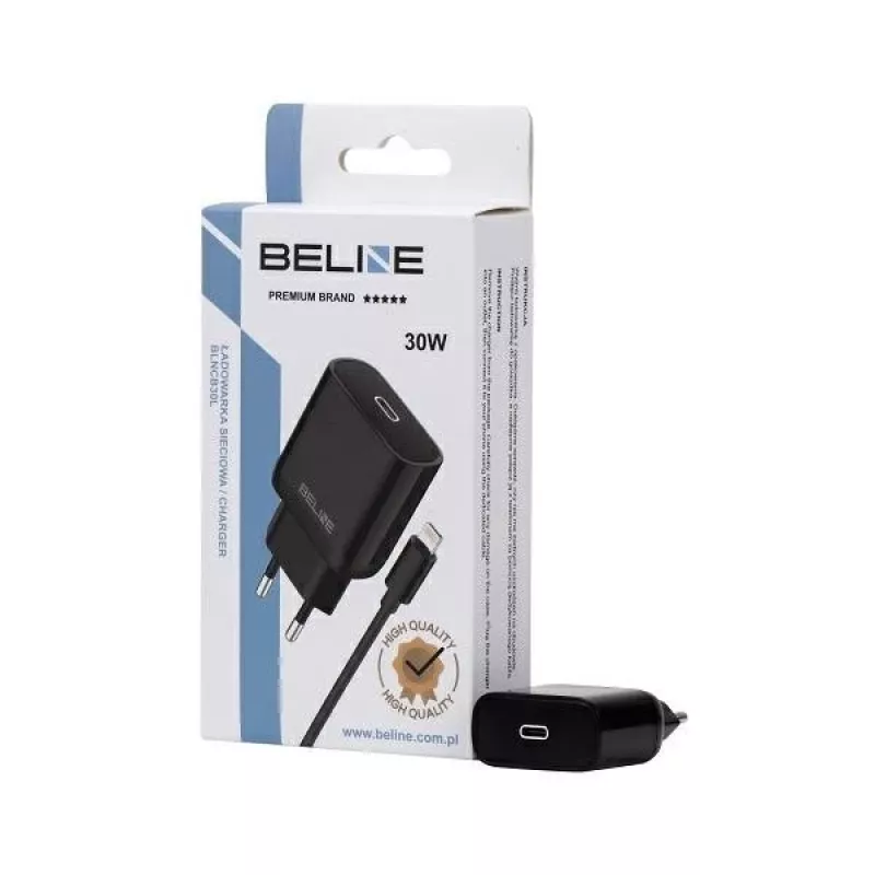 30 W USB-C į Lightning įkroviklis Beline Beli02174 su juodu laidu