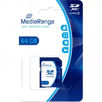 MediaRange - Flash atminties kortelė - 64GB - Class 10 - SDXC - Mėlyna (MR965)