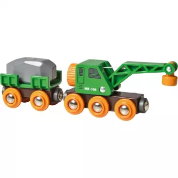 Vagonėlis BRIO Clever Crane Wagon Lift and Load juoda žalia