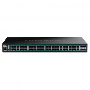 TRENDnet 52 prievadų gigabitinis interneto išmanusis 740W PoE+ komutatorius su 10G - Komutatorius - 1 Gbps