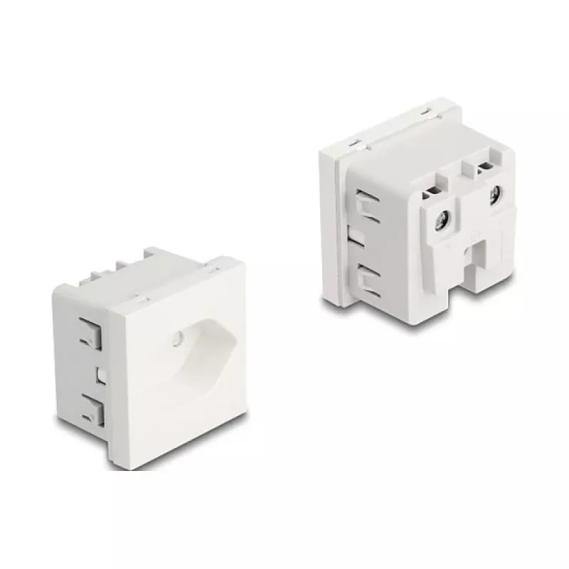 Įžemintas maitinimo lizdas DELOCK Easy 45 T13 Šveicarijai 45×45 mm, 250 V / 10 A, baltas