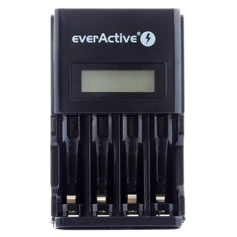 Baterijų įkroviklis everActive NC450B — 4 celių AAA įkroviklis, 110/230V kintamoji srovė, juodas