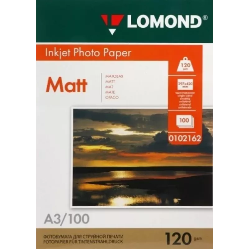 Lomond Photo Inkjet Paper Matte 120 g/m² A3, 100 lapų