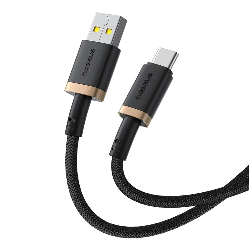 Baseus Dura USB Type A to Type C 60 W greito įkrovimo laidas 2 m juoda, auksinė