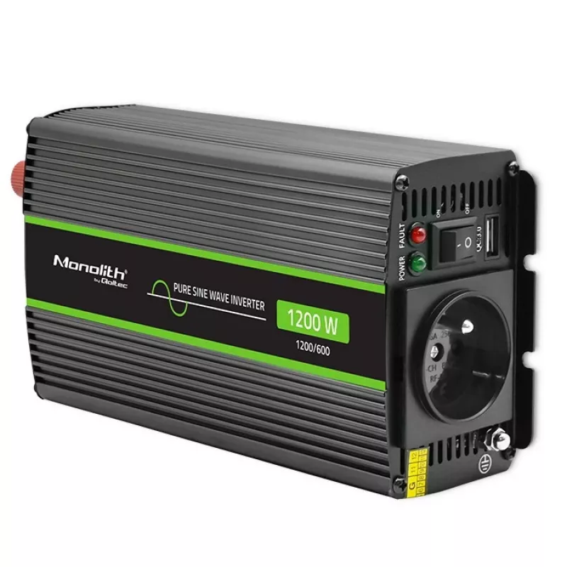 Automobilinis keitiklis Qoltec Monolith 1200 W juodas 12 V