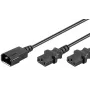Microconnect PE061306 maitinimo laidas, juodas, 0,6 m, C14 jungtis, 2 x C13 jungtys