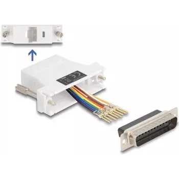 DeLOCK D-Sub 25 kištukinis lizdas (moteriškas) į RJ45 lizdą (moteriškas) montavimo rinkinys, baltas VGA RJ-45