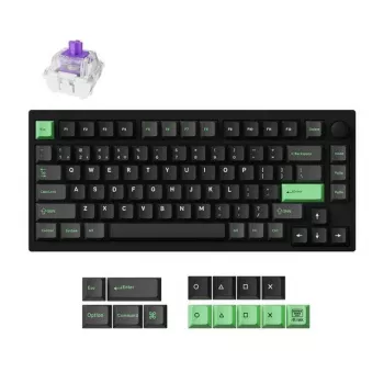 Mechaninė klaviatūra Keychron P1 H-M1Z 75% laidinė ir belaidė USB, RF, Bluetooth 5.2, RGB apšvietimas, juoda, baterija iki 100 val., USB-C