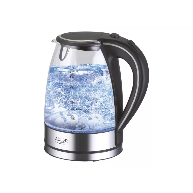 Adler AD 1225 elektrinis virdulys 1,7 L Juoda, Nerūdijantis plienas, Skaidrus 2200 W