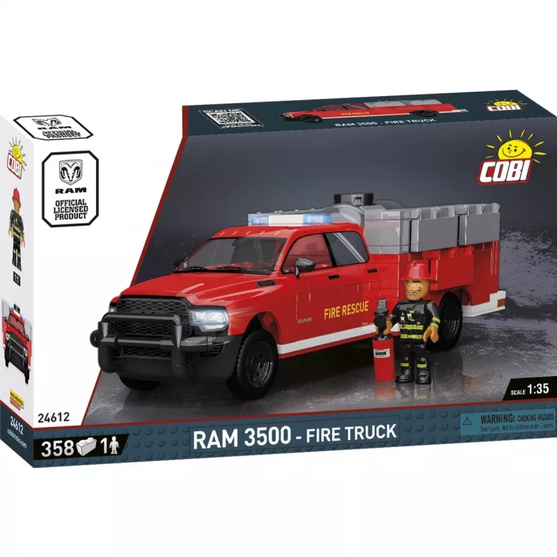 Konstruojamas žaislas Cobi RAM 3500 gaisrinis automobilis COBI-24612 2-in-1 modelio rinkinys