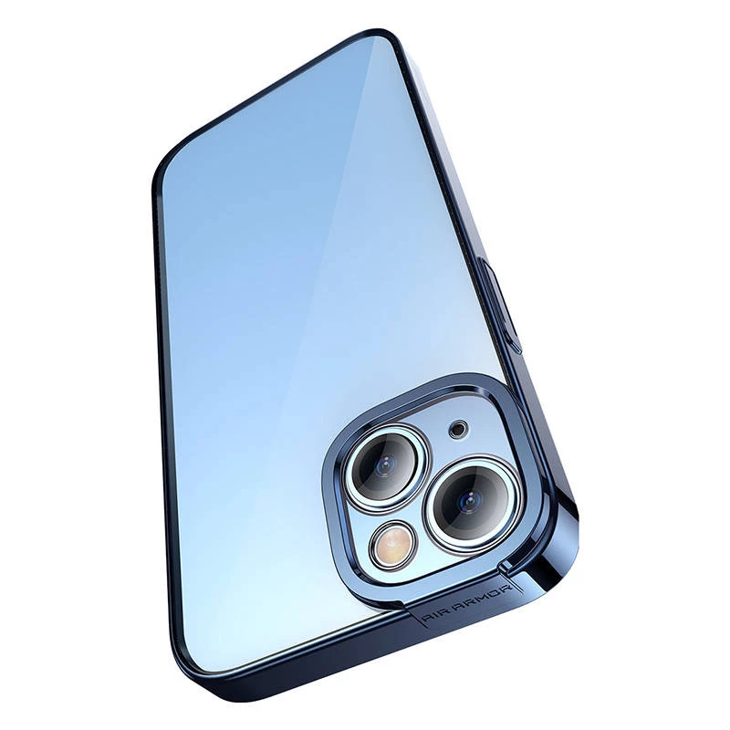 Apsauginis dėklas ir grūdinto stiklo rinkinys Baseus, skirtas iPhone 14 Plus — blizgantis permatomas mėlynas