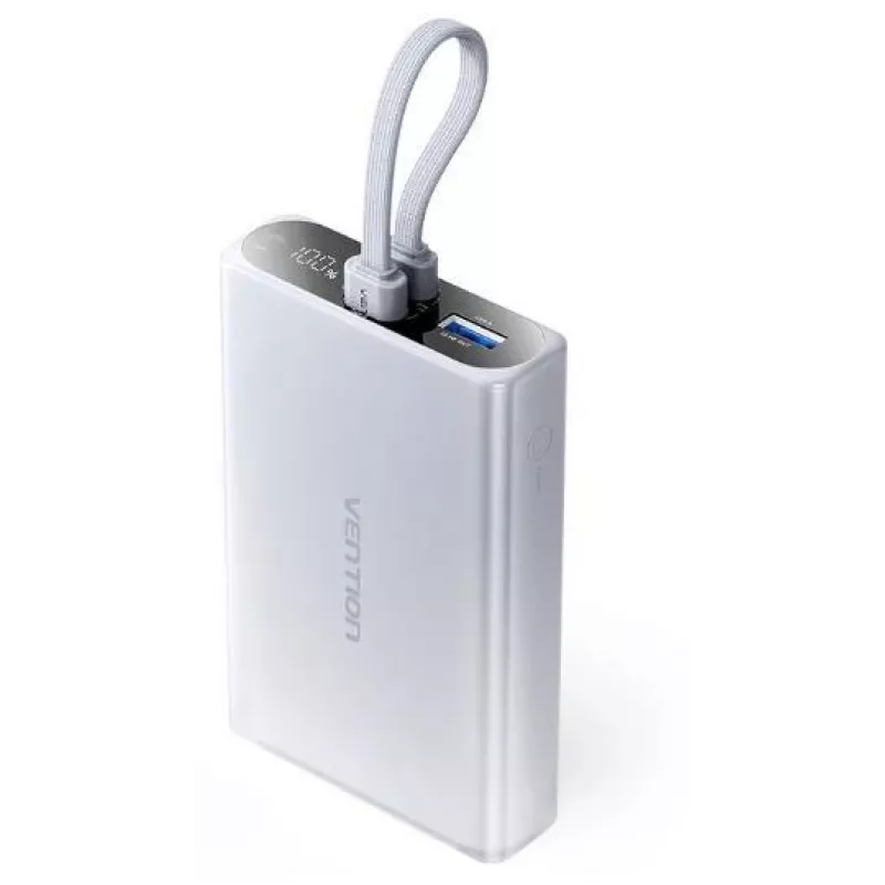 Išorinė baterija Vention FHZM0 10000 mAh, 3,85 V, USB-A + USB-C, 3 A išėjimas, Pilka