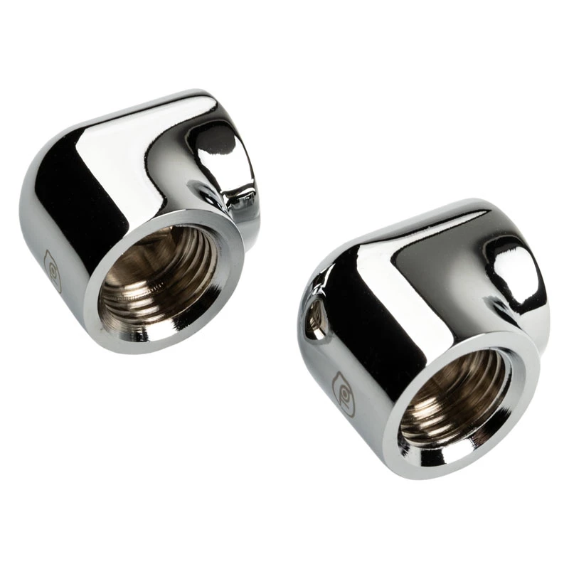 Bitspower Touchaqua adapteris 90 laipsnių G1/4 colio IG į G1/4 colio IG - 2 vnt., sidabrinis