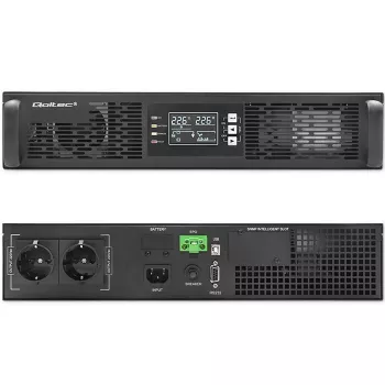 Qoltec 52285 nepertraukiamo maitinimo šaltinis (UPS) Dvigubo keitimo (Online) 1 kVA 1000 W 2 AC išėjimai