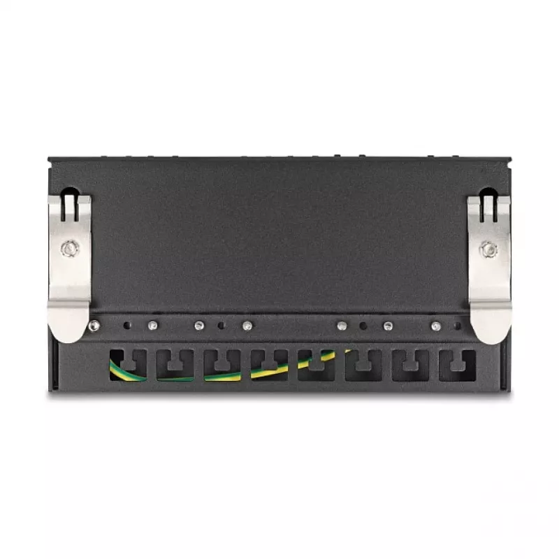 Patch panel DELOCK Mini Desktop RJ45 8 prievadų Cat.6A ekranuotas juodas stalui, sienai ar DIN bėgiui