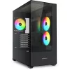 PC korpusas Sharkoon SK6 ARGB Tower ATX Juodas — vidutinio dydžio bokštas ATX, ARGB apšvietimas, grūdinto stiklo šoninis skydelis