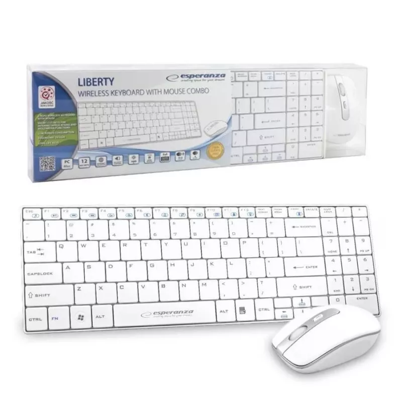 Klaviatūros ir pelės rinkinys Esperanza Liberty EK122W, baltas