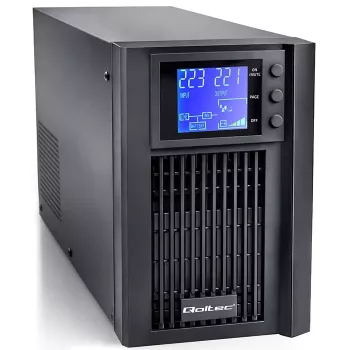 UPS QOLTEC gryna sinusinė banga 1 kVA 800 W su AVR ir LCD ekranu